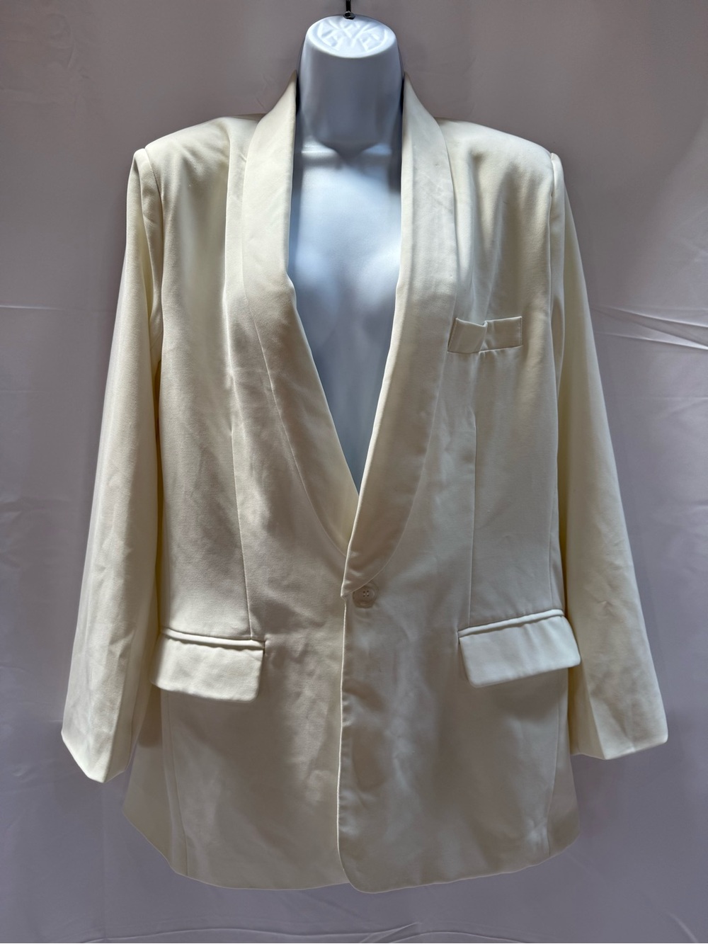 Nasty Gal Cream Shawl Collar Tuxedo Blazer